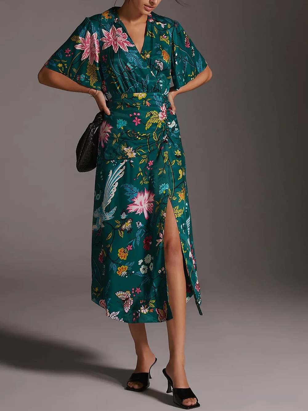 Maeve Green Floral Buttonfront Shirt Dress